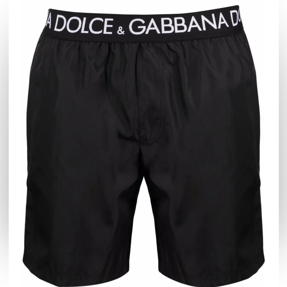 Dolce & Gabbana Black Logo Waistband Swim Shorts NWT